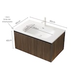 thumbnail of Badezimmer-Waschtisch 41×80×46 cm mit Kunststeinbecken, Holzschrank in Braun Eiche+Weiß, Sanftschließ-Schublade