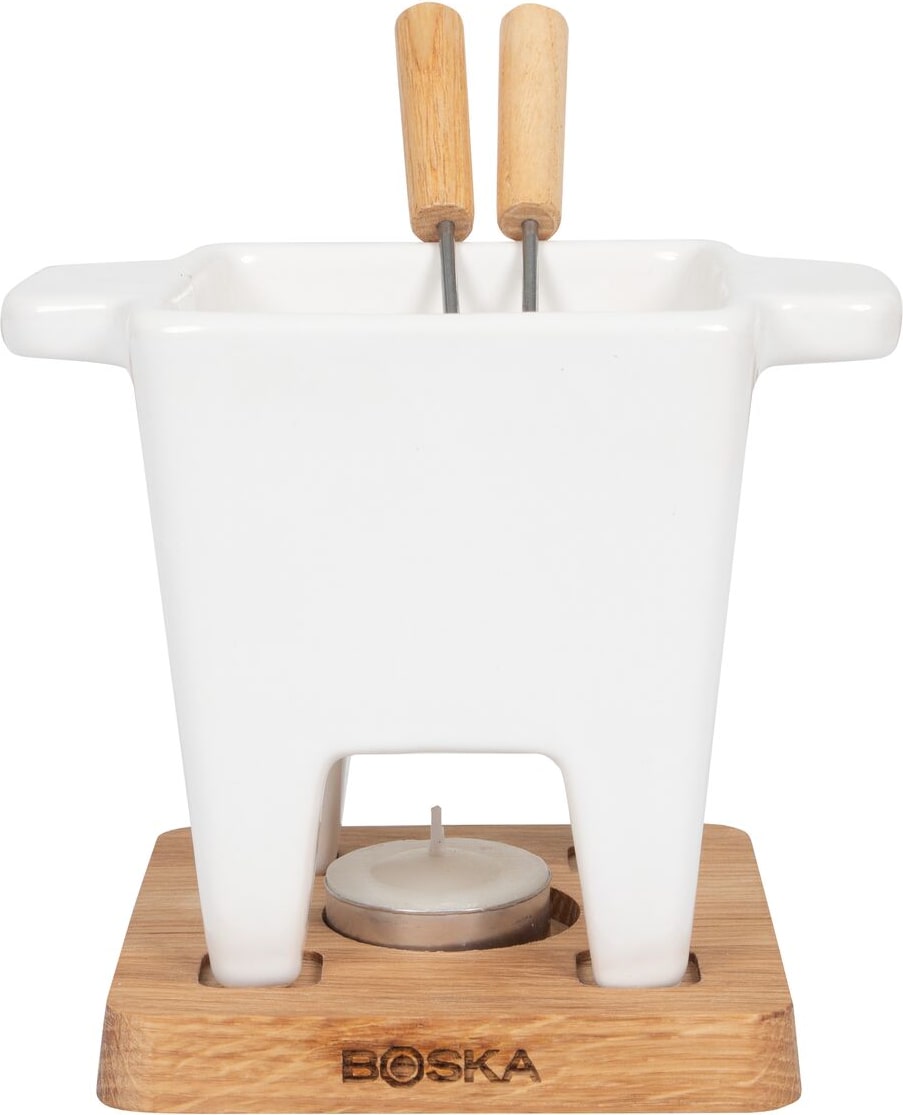 Boska Tapas Fondue Bianco - Kleines Fondueset - Für Käsefondue und Warme Saucen - Fondueset - Mit teelicht - Für 1 bis 2 personen - 300 ml