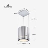 thumbnail of Klarstein Tron Ambience Inselabzugshaube Ø38cm Umluft 540m³/h LED Edelstahl Edelstahl