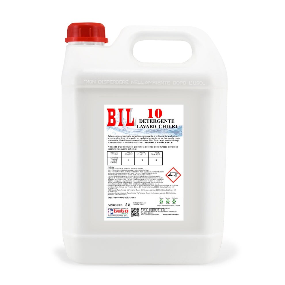 Bil 10 Detergente Lavabicchieri Bar 5 kg Prodotto Professionale - HACCP