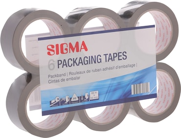 SIGMA Nastro adesivo da imballaggio, 50 mm x 66 m, marrone, 6 unità
