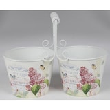 thumbnail of Doppel Übertopf Metall Holzhenkel Print Blumenkübel Pflanzenbox Gartendekoration