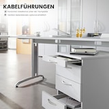 thumbnail of bümö Schreibtisch groß, B-Serie 200x100 cm, Tischplatte aus Holz in weiß, Gestell aus Metall in Silber - PC Tisch, großer Computertisch für's Büro,