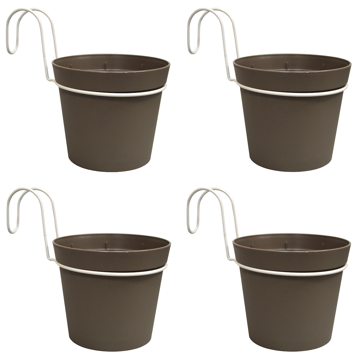 Artplast - 4 Zylindertöpfe Ø 14 cm mit Polypropylen-Haken Grau