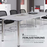 thumbnail of bümö Konferenztisch oval 220x103 cm großer Besprechungstisch in weiß, Besprechungstisch mit Gestell in Weiß, Meetingtisch für 8 Personen, XL-Tisch
