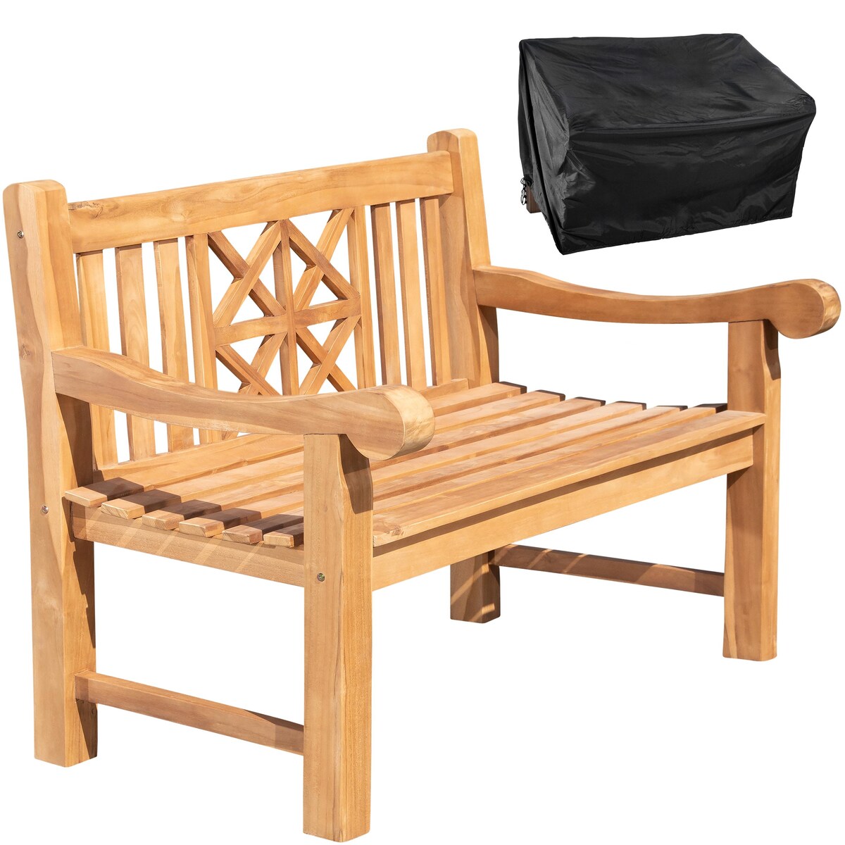 CLP Teakbank 120 cm mit Abdeckhaube Florida