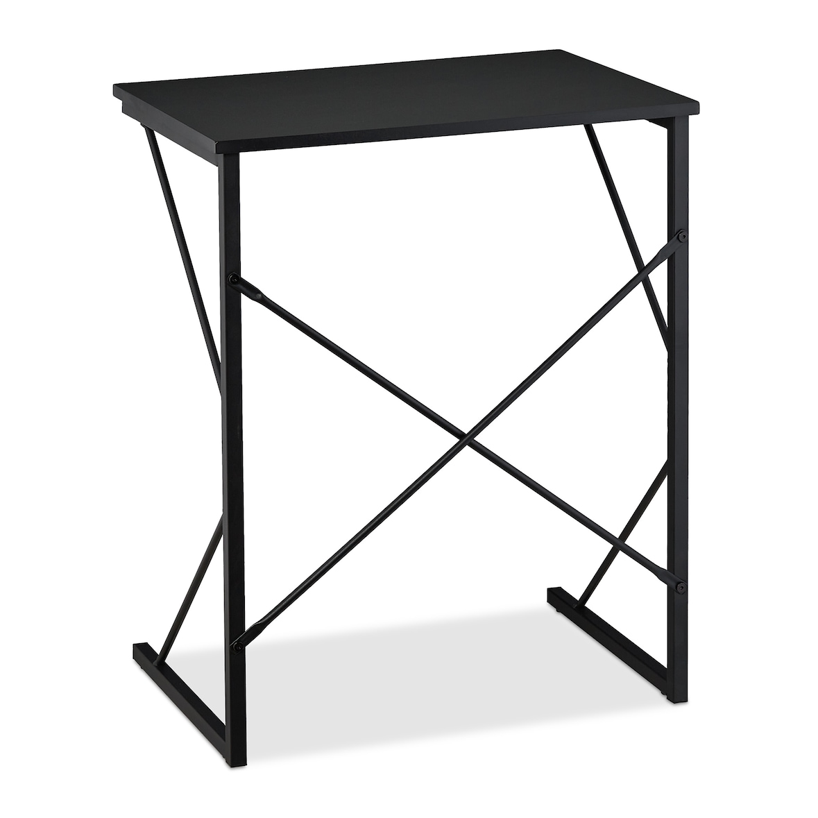 Relaxdays Schreibtisch klein, HxBxT 75 x 60 x 40 cm, kompakter Computertisch, Laptop Arbeitstisch, MDF & Metall, schwarz