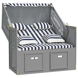 thumbnail of vidaXL Strandstoel met kussens poly rattan en hout blauw en wit