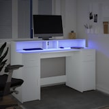 thumbnail of Bureau avec lumières LED blanc 140x55x91 cm bois d'ingénierie Modèle Atlas Office Pro Chic