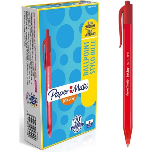 Stylo bille rétractable InkJoy 100 RT, pointe moyenne, encre rouge