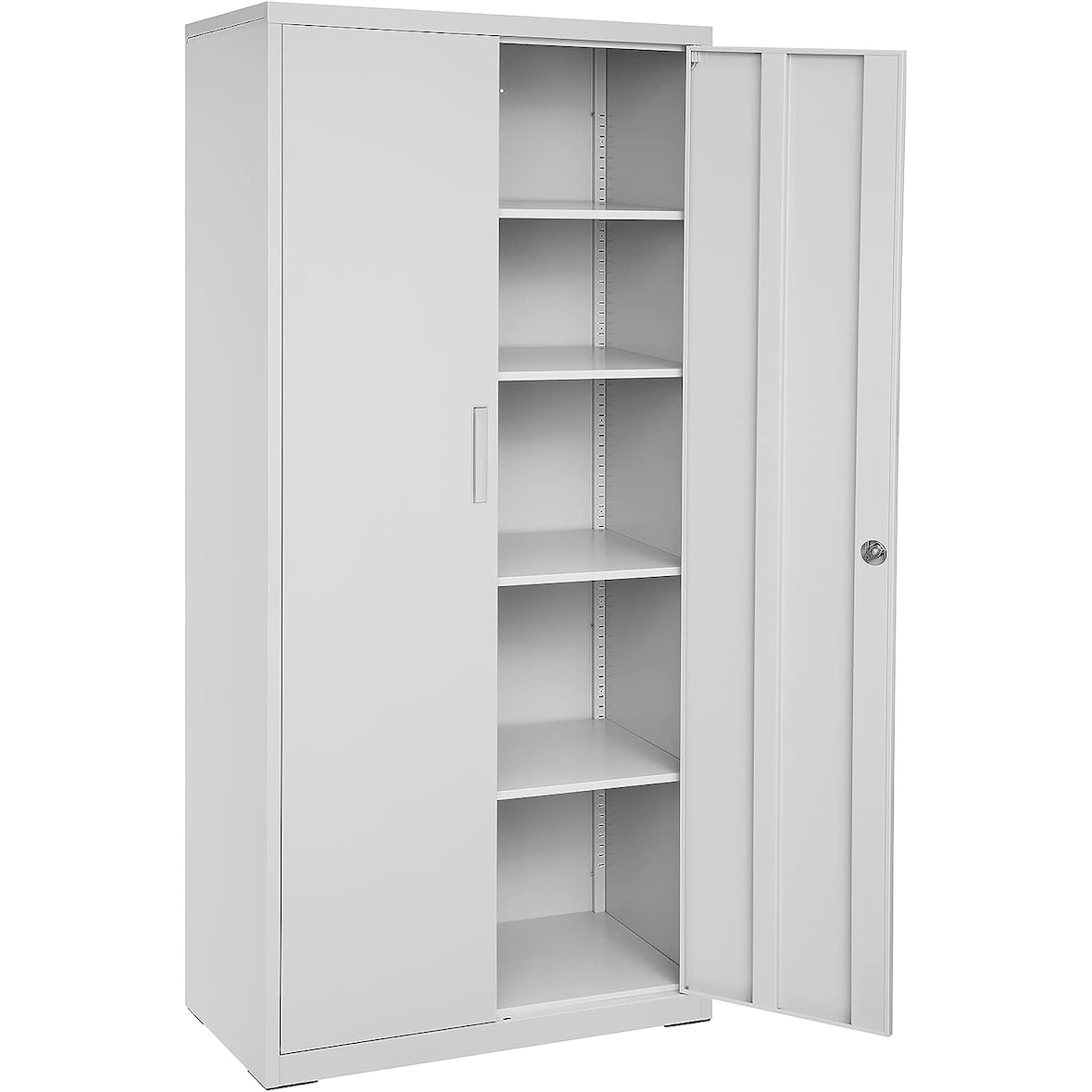 Metallschrank 180 x 80 x 40 cm, 5 Ebenen, Mehrzweckschrank,  aus Pulverbeschichteter Stahl, verstellbare Ablagen, grau