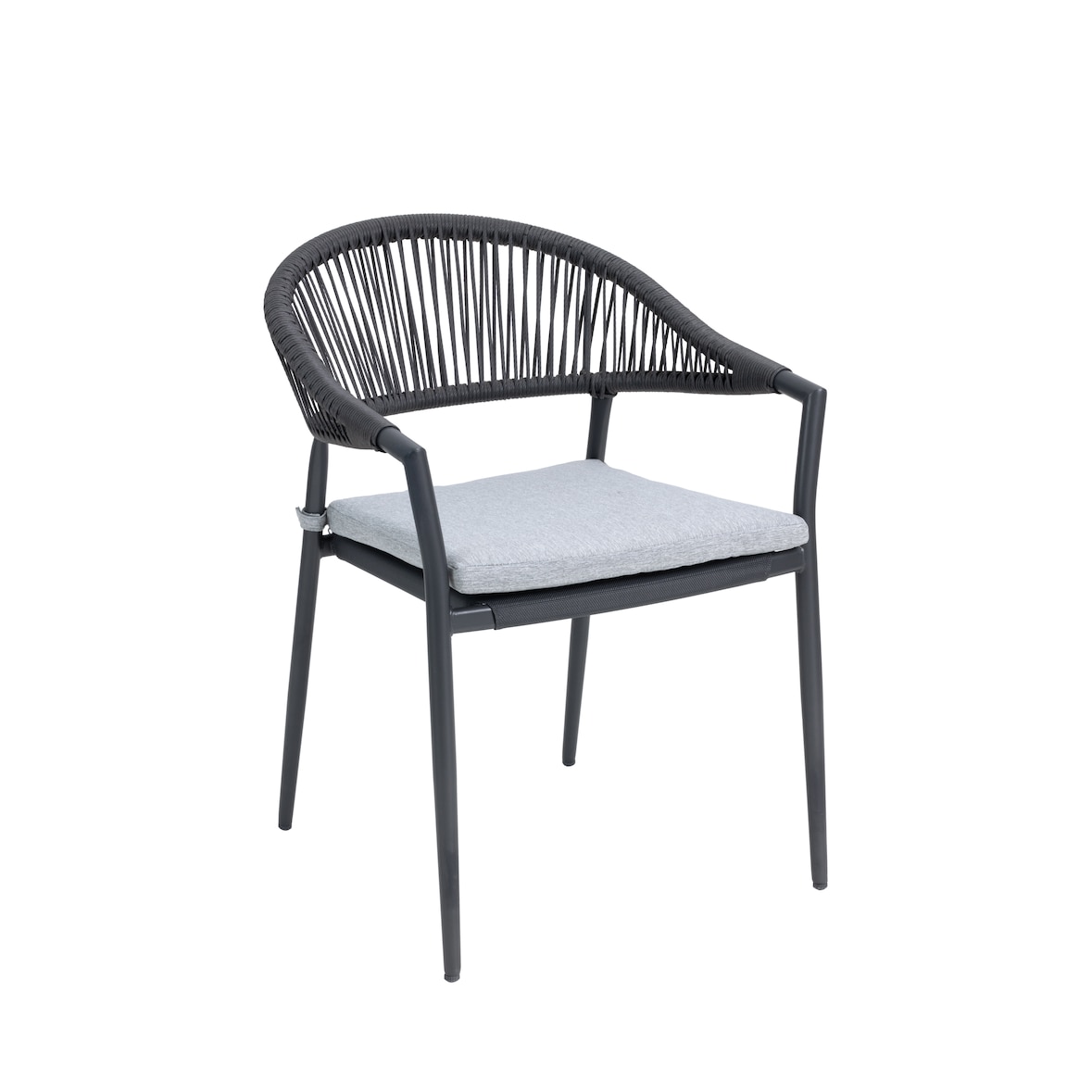 METRO PROFESSIONAL Stapelstoel met armleuningen, incl. kussen, staal/polyrattan/polyester, grijs