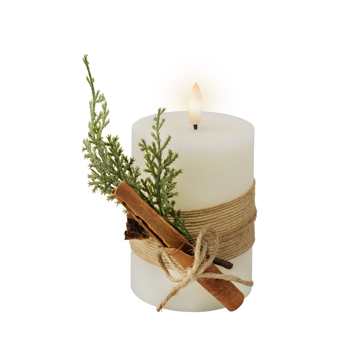 LED Kerze mit Timerfunktion 7,5x13cm Wachs - flackernde Flamme Echtwachskerze Adventskerze batteriebetrieben Weihnachtskerze Rustik Creme Warmweiß