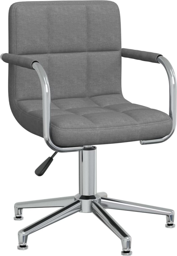 Décoshop26 - Drehbarer Esszimmer-/Bürostuhl mit grauem Stoffbezug und verchromtem Stahlgestell DEC025080