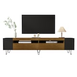 thumbnail of TV-Schrank 180x36x43 cm in Schwarz und Holzoptik mit 2 Türen, offenen Fächern und Kabelmanagement für modernes Wohnzimmer