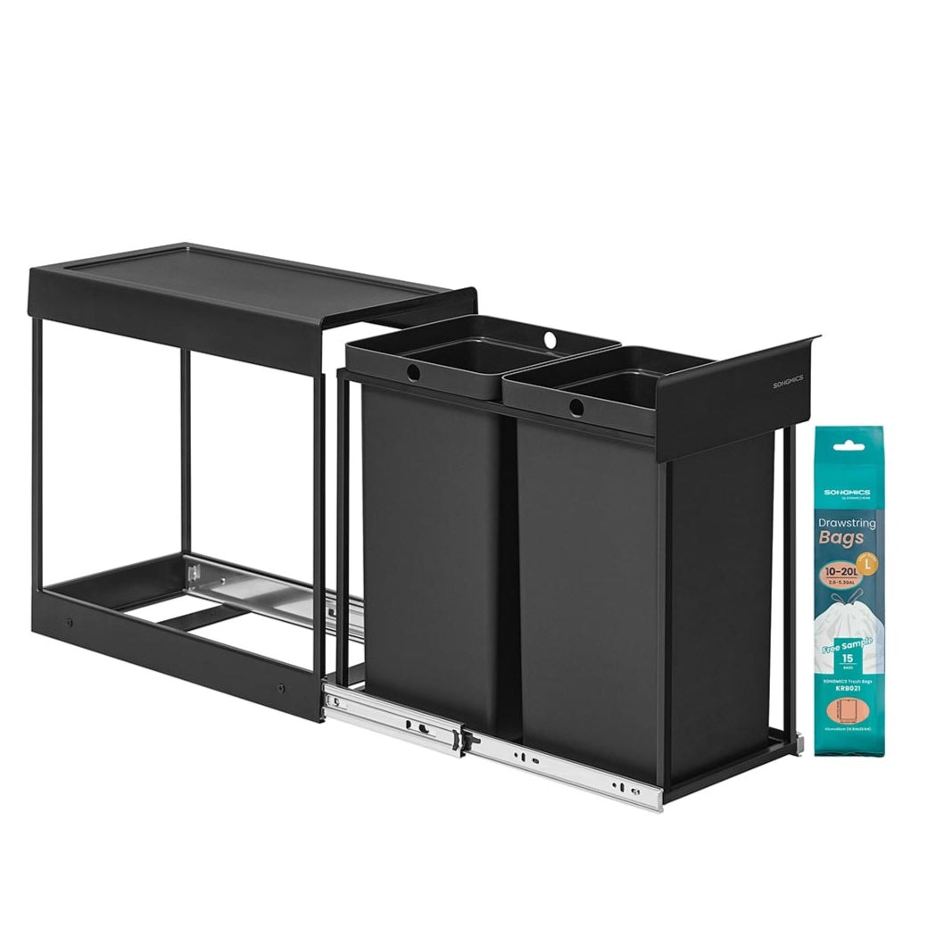 Helloshop26 - Pattumiera per la raccolta differenziata pattumiera estraibile da cucina con due secchi da 15 litri meccanismo di 12_0007265