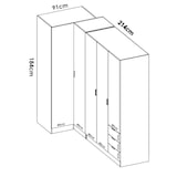 thumbnail of Dmora Kleiderschrank Succiso, Eckschrank für Schlafzimmer, Eckschrank mit 5 Flügeltüren, 214x91h184 cm, Eiche