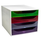 thumbnail of EXACOMPTA Cassettiera Ecobox 228699D, 4 cassetti, box in PS e cassetti in Ppl, (PxlxAlt) 34,8x28,4x23,4 cm, gamma Linicolor box grigio/cass.arlecchino