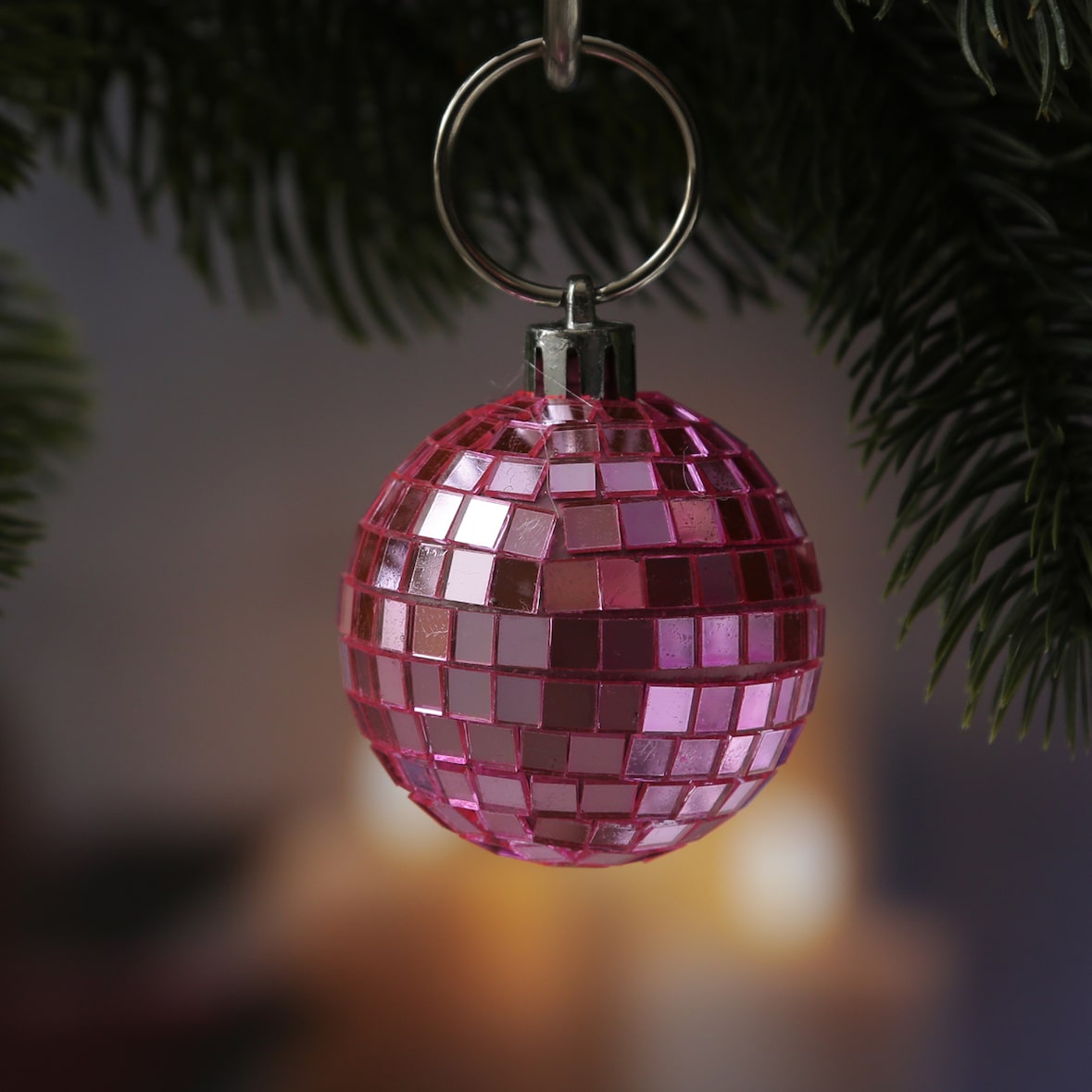 Weihnachtsbaumschmuck Discokugel Spiegelkugel Baumkugel D: 5cm rosa