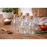 thumbnail of Pack de 6 botellitas de cristal 100 ml con tapón de corcho – mini botellas para aceite, vinagre, licor y sirope