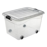 thumbnail of 5 Stück Aufbewahrungsbox transparent 60 Liter mit Deckel und Klickverschluss 610 x 450 x 360 mm inkl. Rollen