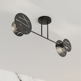 thumbnail of Plafoniera 2 Luci Plutone In Acciaio Nero A Bracci E Diffusori A Cerchio