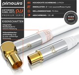 thumbnail of Primewire Antennenkabel gewinkelt - Koaxialkabel - Koax Kupplung 90° Winkel zu Stecker gerade - HDTV 75 Ohm - weiß - 0,5 m