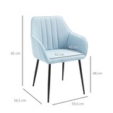 thumbnail of Pack de 2 sillas de comedor sillas decorativas tapizadas en lino sillas de cocina con respaldo reposabrazos y patas de metal 59,5x56,5x81 cm azul
