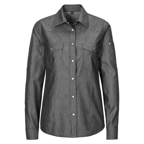 232 - Damen-Jeansbluse, tailliert, Denim : schwarz 100% Baumwolle 140 g/m² L