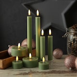 thumbnail of LED Stabkerzen Tafelkerzen Dinner Spitzkerzen rustikal 24cm grün 2er Set