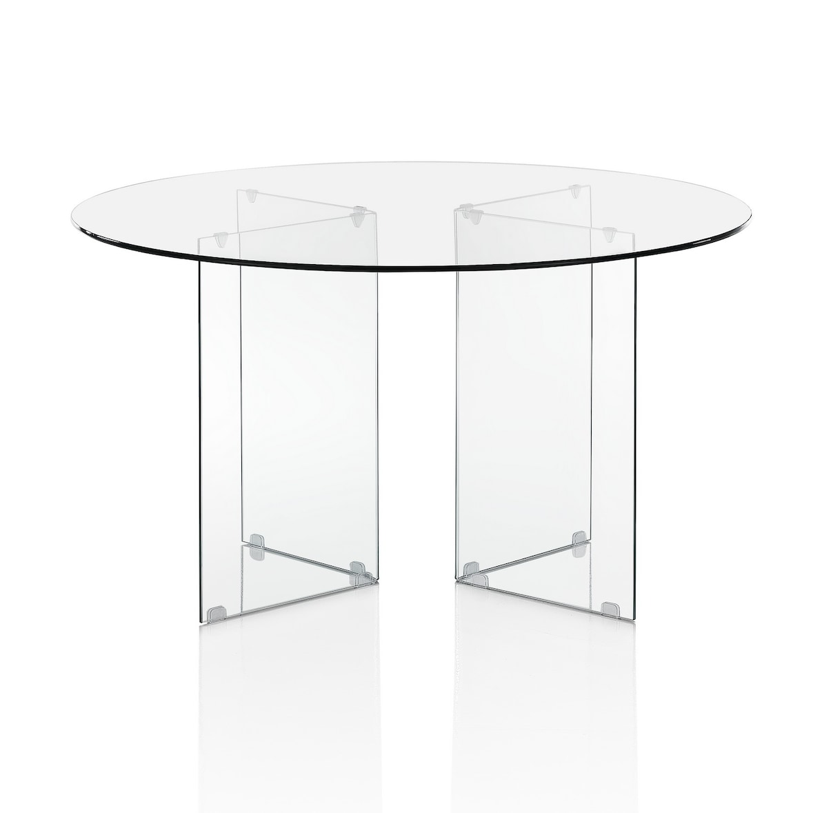 Oreste Luchetta Tavolo rotondo DAKAR ROUND piano in vetro temprato trasparente H78 x Ø136 cm