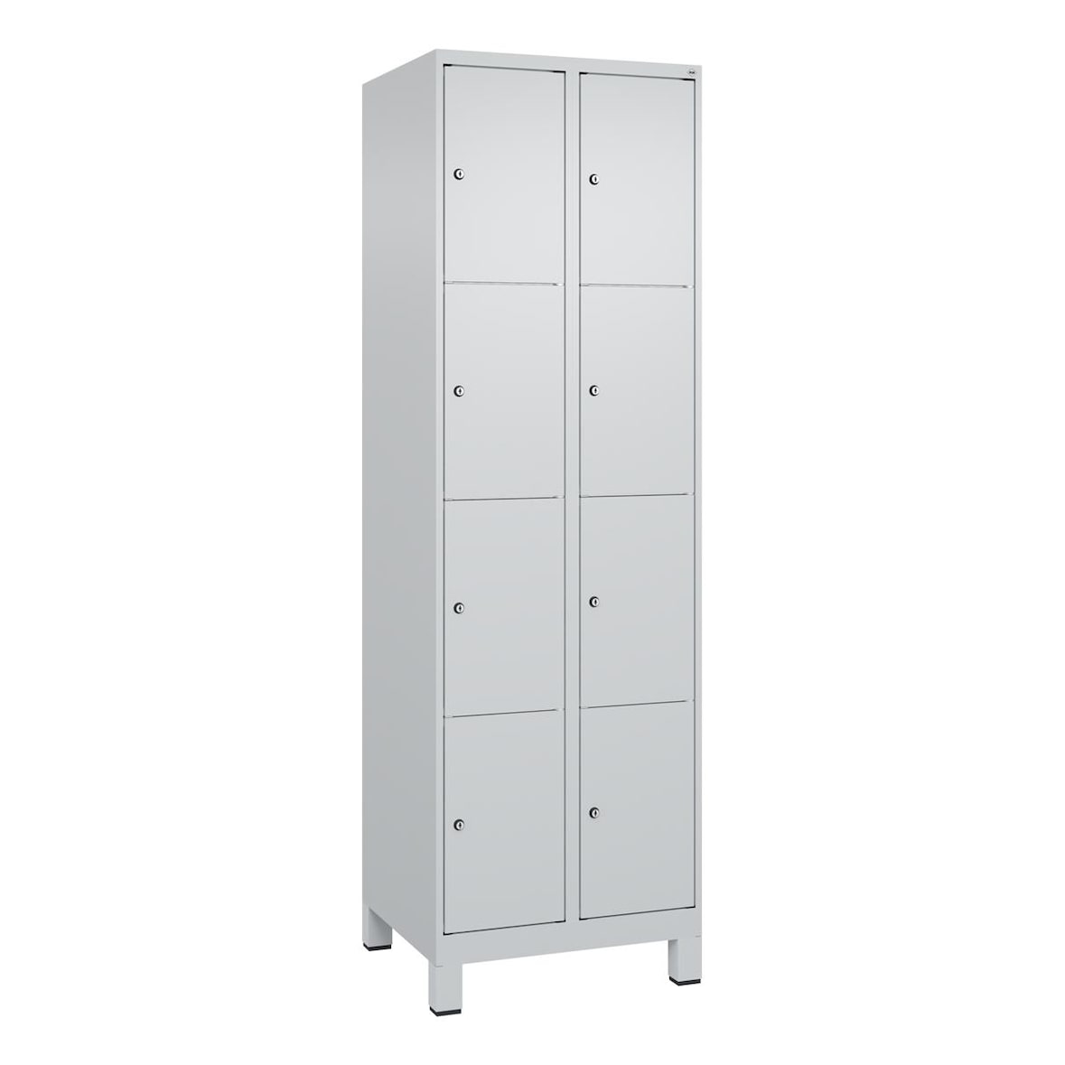 C+P Schließfachschrank Classic PLUS, Füße, 2 Abteile, 1950x600x500mm, 7035/7035