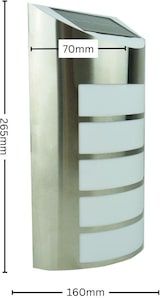 Eine gebogene Solarleuchte aus Edelstahl.
