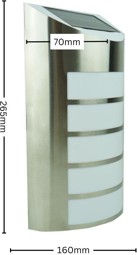 Eine gebogene Solarleuchte aus Edelstahl.