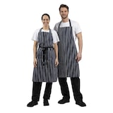 thumbnail of Weiße, marineblaue und weiß gestreifte Latzschürze
