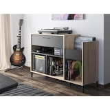 thumbnail of Meuble rangement vinyle -   - Platine - Style urbain - Décor chene - Noir - L 115 x P 40 x H 81 cm GAMI