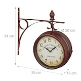 thumbnail of Relaxdays Bahnhofsuhr doppelseitig, New York, Retro, Batterie, analog, Wanduhr Vintage Deko, HBT 34 x 35 x 10 cm, braun