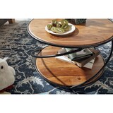 thumbnail of Couchtisch aus Sheesham Massivholz und Edelstahl, Schwarz/Braun, 2 Ablageflächen. 58x58x35 cm | Kadima Design