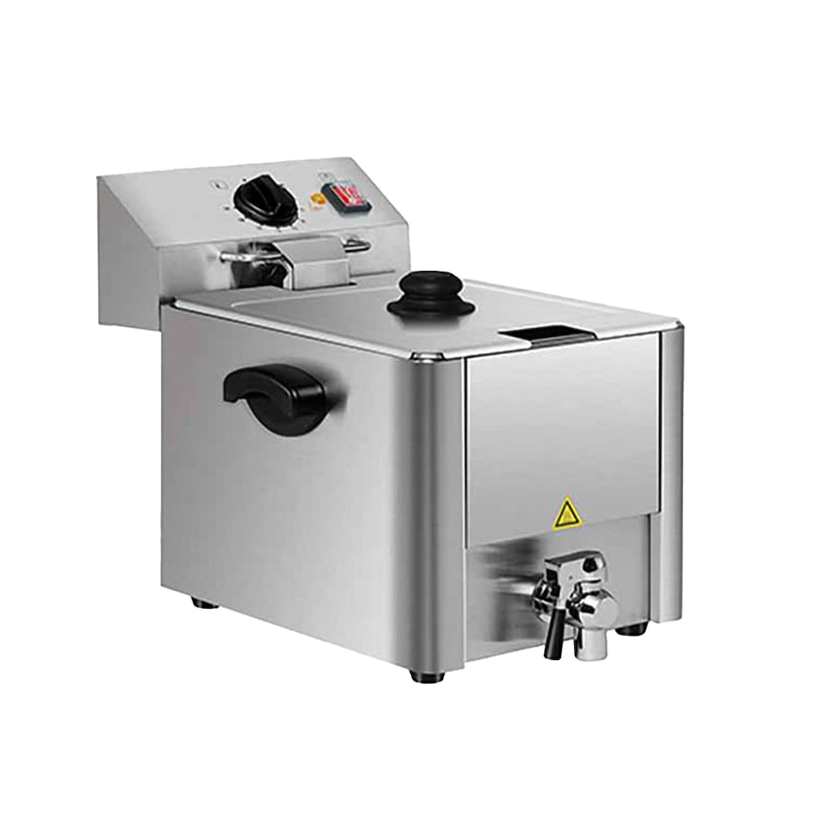 Freidora eléctrica profesional con grifo, acero inox., 60-190°C, control mecánico, panel de control extraíble, 1 cubeta de 10 litros 10279 Vaiotec