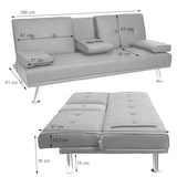 thumbnail of Décoshop26 - Dreisitzer-Schlafsofa mit ausklappbaren Getränkehaltern verstellbarer Rückenlehne 166 x 97 cm braunes Kunstleder 04_0010967