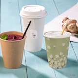 thumbnail of BIOZOYG 250 Stück Pappbecher Gänseblümchen, 200ml / 8oz, Einwegbecher, Pappbecher, Einweg-Trinkbecher, kompostierbar, grün mit Frühlingsdruck