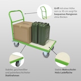 thumbnail of Plattformwagen 500 kg Traglast ca. 96 x 49 cm Ladefläche mit 2 Lenkrollen inkl. Bremse