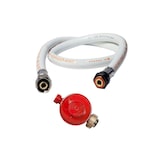 thumbnail of Echt gietijzeren gasfornuis 9,8 KW 4 poten 2 branders + 1,50m inschroefbare gaspijp + TRIGLAV propaanregelaar