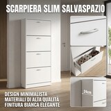 thumbnail of Scarpiera Slim Ante Mobile Porta Scarpe Ingresso Salvaspazio 63x24x150 Cm - Bianco Caldo