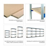 thumbnail of PROREGAL Weitspannregal ELCH Stecksystem T-Profil | Grundregal | HxBxT 200x201x50cm | 4 Ebenen | Spanplatten-Fachboden | Fachlast 400kg | Enzianblau