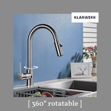 thumbnail of KLARWERK® Paul | ausziehbare Niederdruck Armatur Silber gebürstet | Edelstahl Wasserhahn Küche | U-Auslauf Mischer 360° drehbar | Boiler 3 Anschlüsse