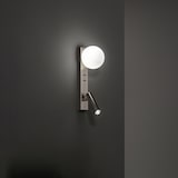 thumbnail of Fog - Nachttisch-Wandleuchte mit USB und USB-C, 3 W LED + G9, weiße Kugel, 3000 K, verstellbarer Körper, Glasdiffusor - Perenz - Grau