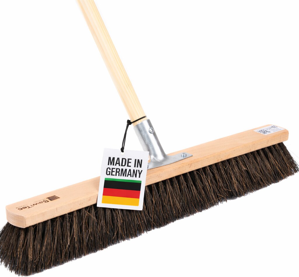 Stabiler Allzweck Arengabesen Arenga Besen 50cm Breit mit Stiel 160cm Lang nass- ölbeständig Straßenbesen mit Holzstiel für draußen