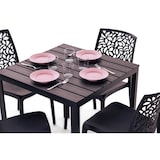 thumbnail of Table de jardin carrée 78x78 cm,structure en acier et plateau effet bois,style moderne pour jardin ou terrasse - GABRIEL - Moka