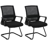 thumbnail of Sedie Visitatore Set x2 con Braccioli per Riunione Sala d'Attesa in Tessuto Nero Poltrone Ufficio 59x49x91 cm